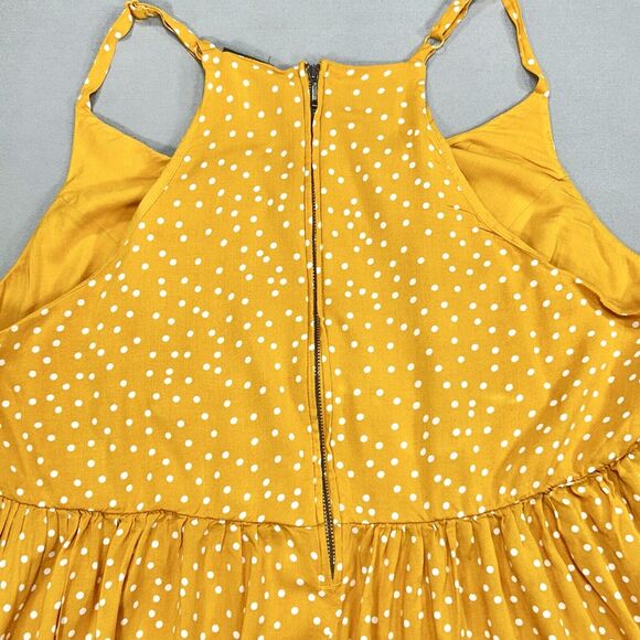 Torrid Shirt Top Women's 1 1X Mustard Yellow Boho Cottagecore Polka Dot Zip Cami - Picture 10 of 14